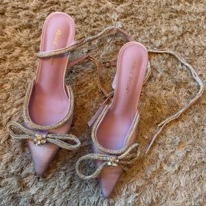 Public Desire Pink and Gold Pointed Heels
